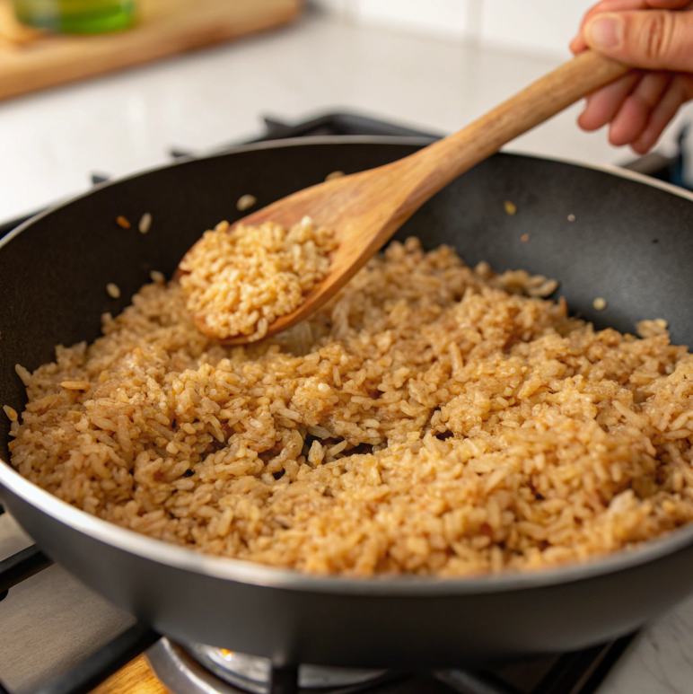 Toasting Rice in a Skillet for Easy Mexican Rice