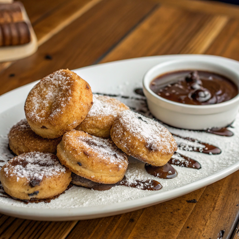 Freshly made fried Oreos dusted with powdered sugar.