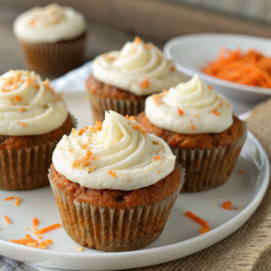 Moist carrot cake cupcakes with cream cheese frosting