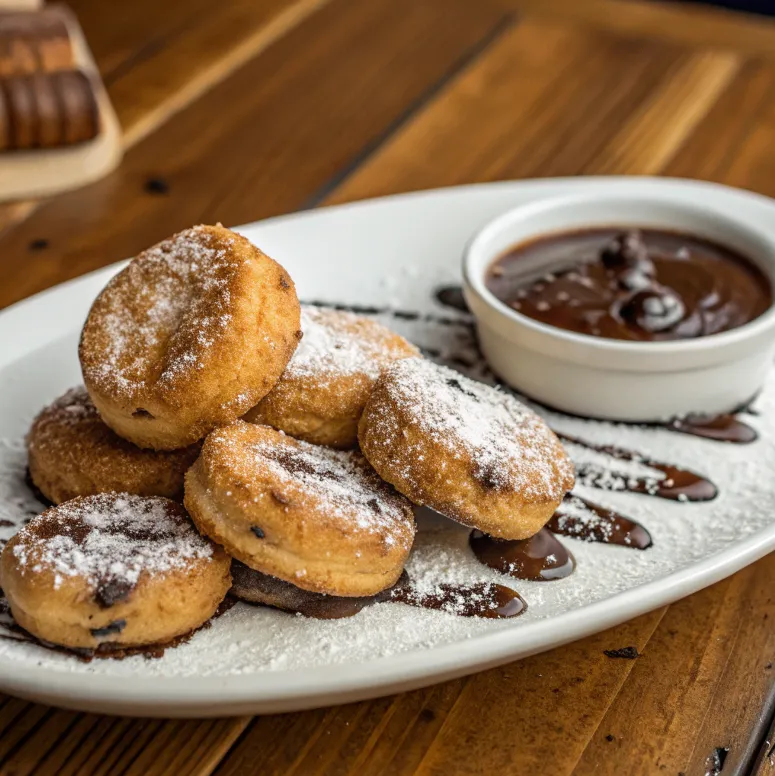 Freshly made fried Oreos dusted with powdered sugar.