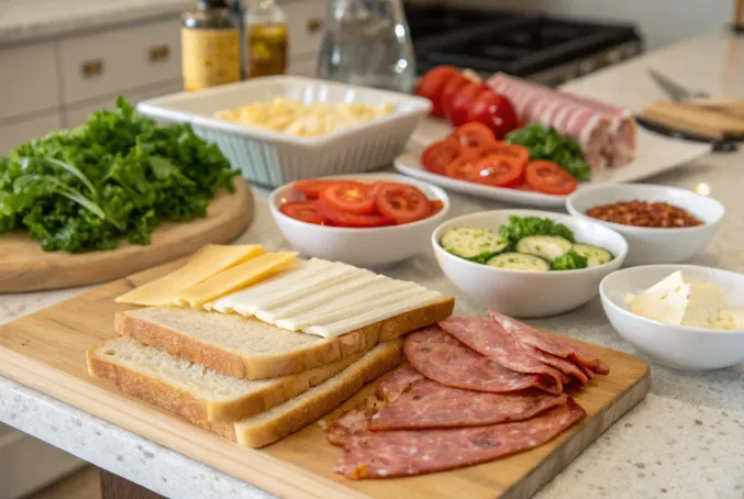 Panini sandwich ingredient setup