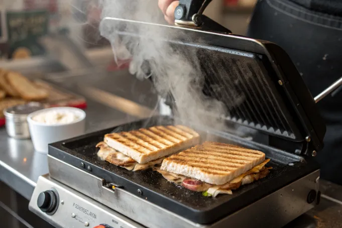 Panini press in use